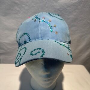Embellished Light Blue Sequin Cap